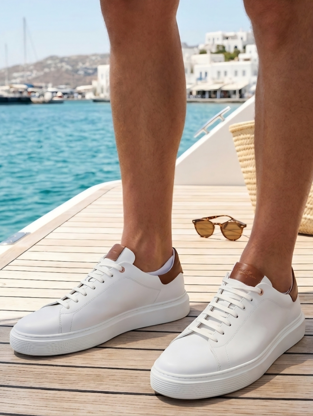 Good Man Brand Shoes White Leather Low Top Sneakers Size 11 Made In Italy